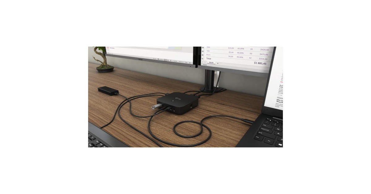 i-tecUSB-C HDMI DP Docking Station with Power Delivery 65W + i-tec Universal Charger 77 W  (Zwart)