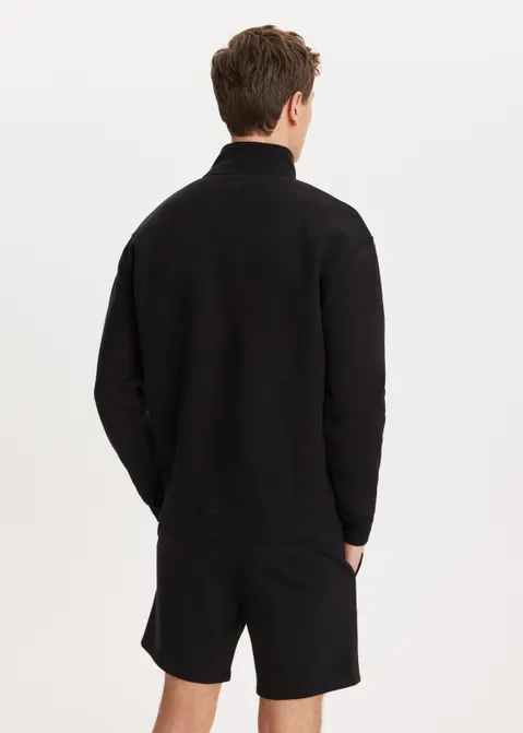 Brushed half zip sweater zwart (ZWART)