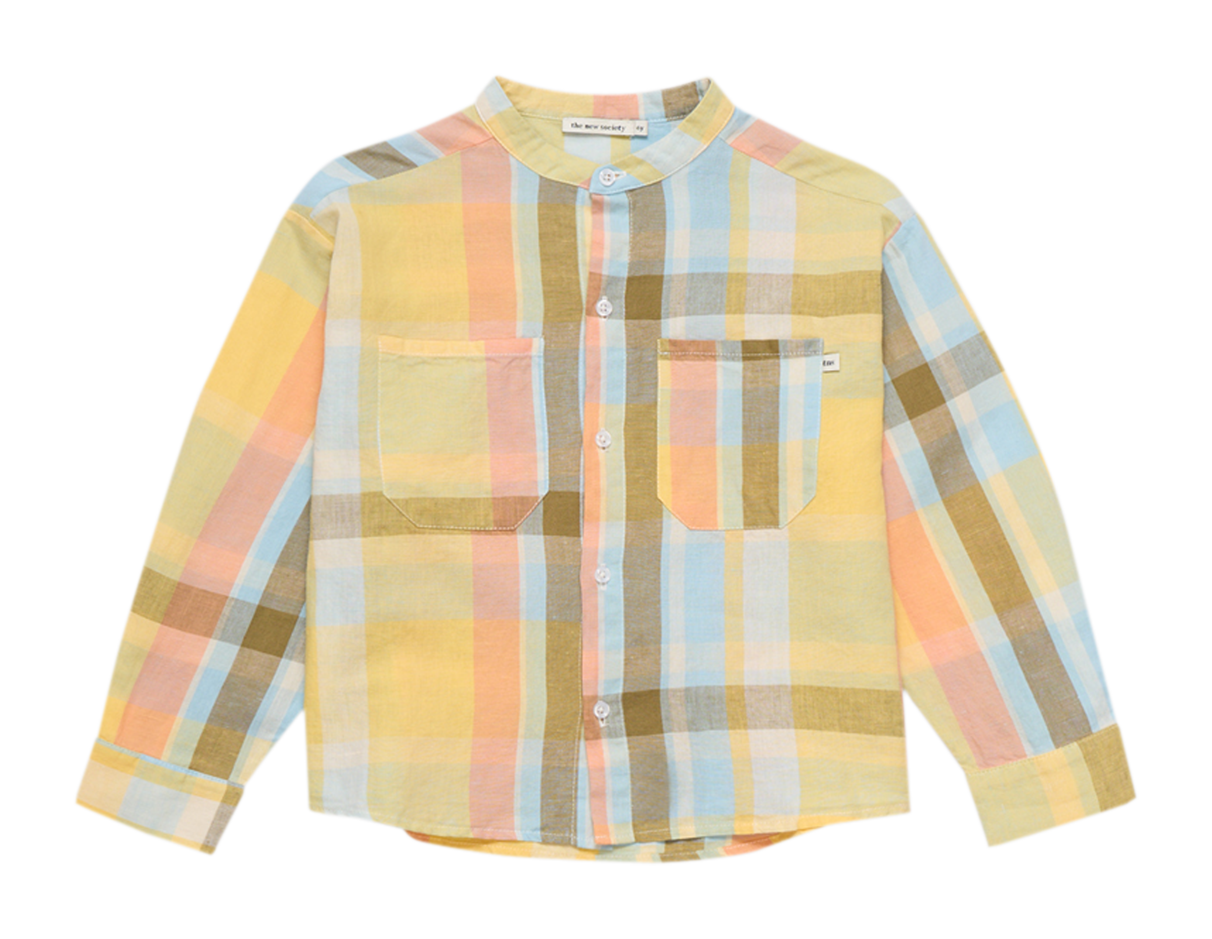 ROBERTA - Chemise droite col mao en coton mélangé| Multicolore