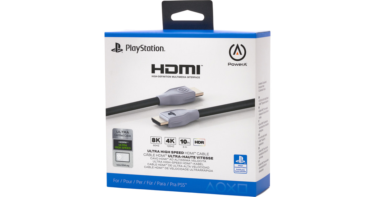 PowerAUltra High Speed HDMI-kabel voor PlayStation 5, 3 meter  (Zwart/wit)