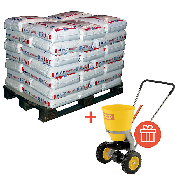Kit 1 palette de sel de déneigement + épandeur offert