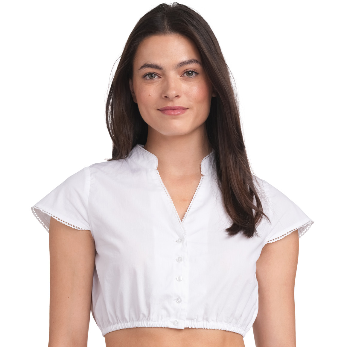 Gina Benotti Damen Dirndl-Bluse mit Spitze weiss