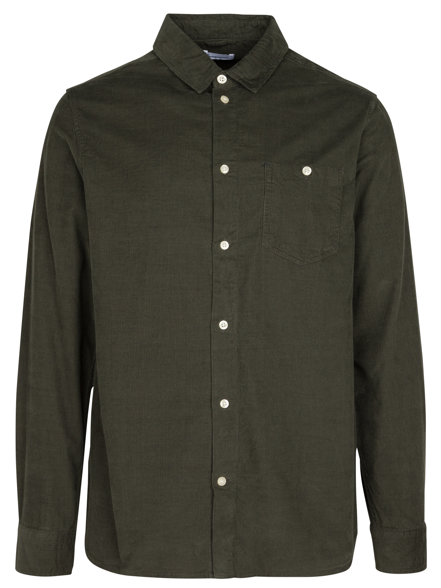 Chemise col classique aspect velours côtelé en coton bio | Vert