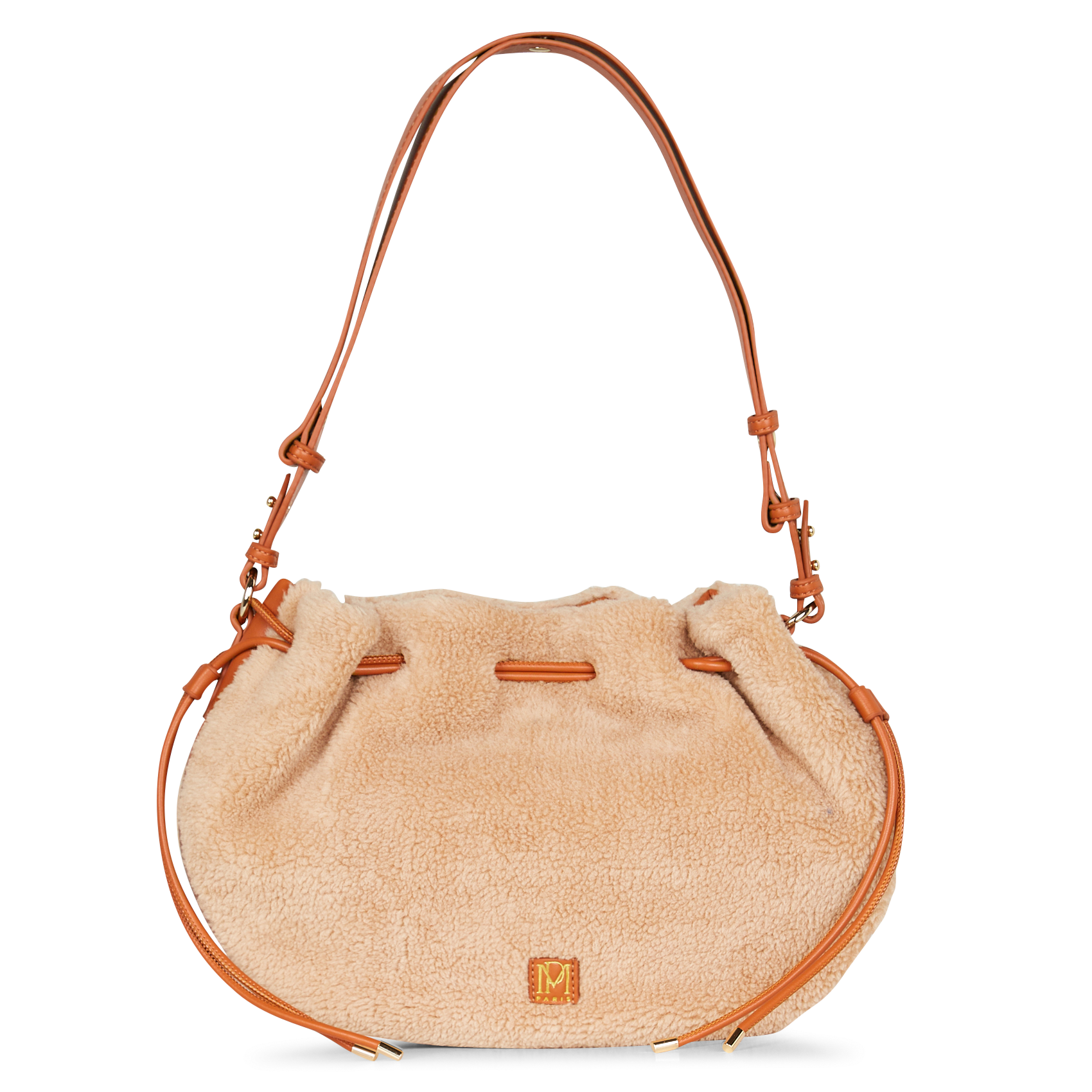 SAULINE - Sac porté épaule bi matières| Marron