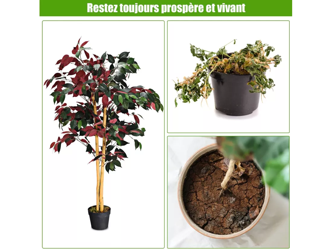 Plante Artificielle Arbre Ficus Artificielle - H 120CM - Déco. Intérieur et Extérieur avec Pot pour Salon Balcon Chambre