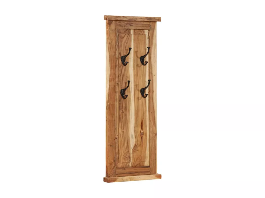 Porte-manteaux 2 pcs Bois massif d'acacia 38x100 cm