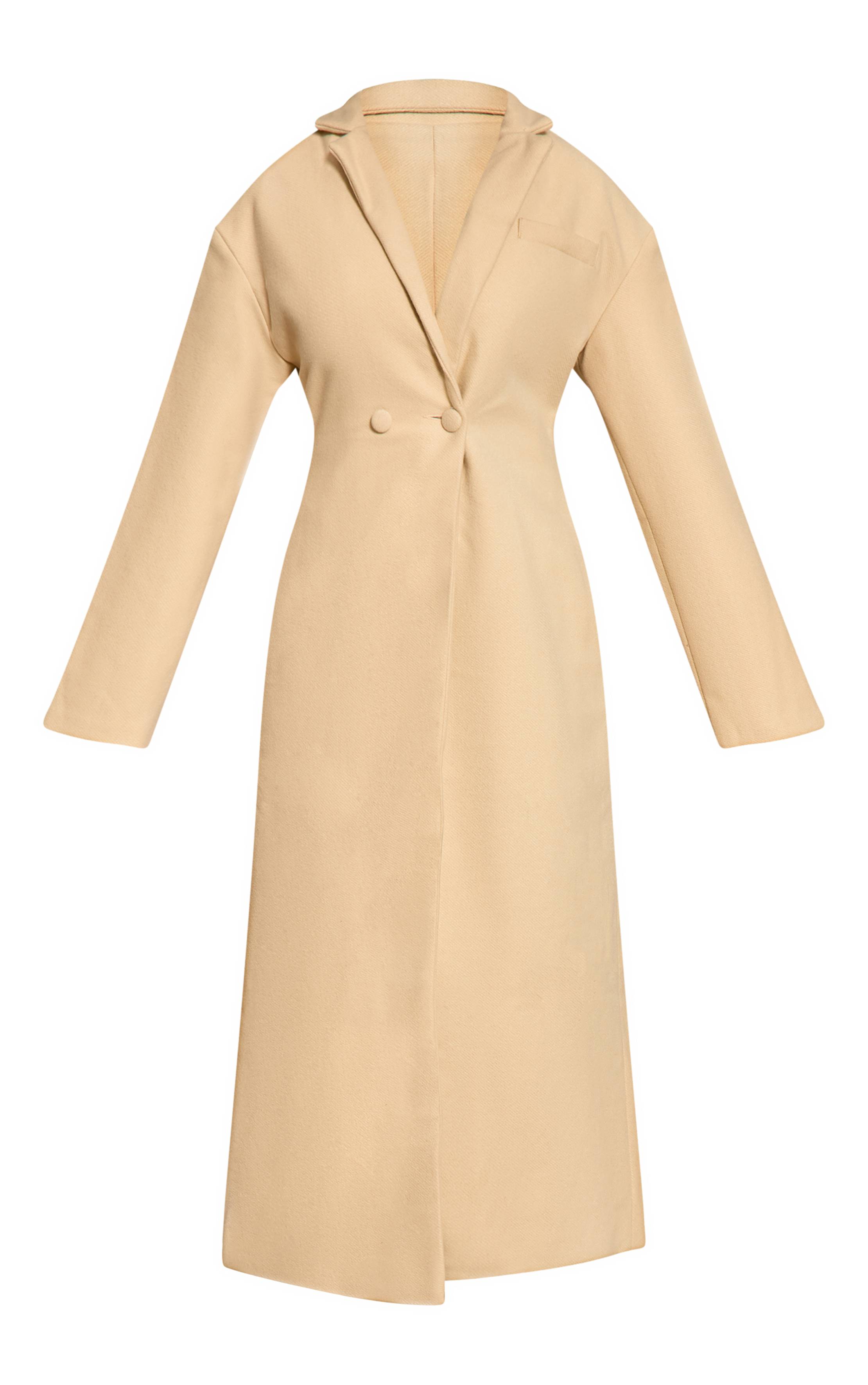 Butter Yellow Manteau Blazer Long Cinché À La Taille Effet Laine Shape