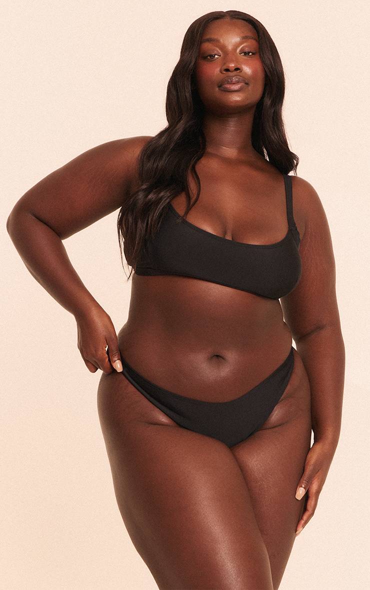 Noir Bas De Bikini Tanga Boomerang Grande Taille