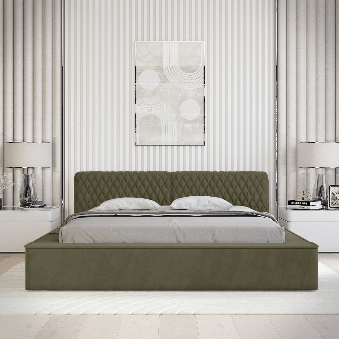 Trae Mobler Azurro 140 x 200 cm Gestoffeerd Bed Bosgroen