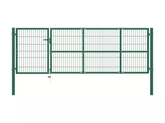 Portail de clôture de jardin avec poteaux 350x100 Acier Vert
