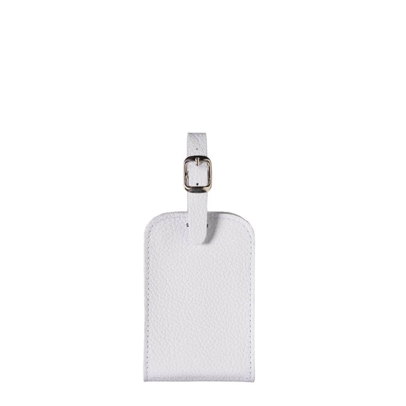 Porte-étiquette Jules en cuir grainé Flocon Blanc