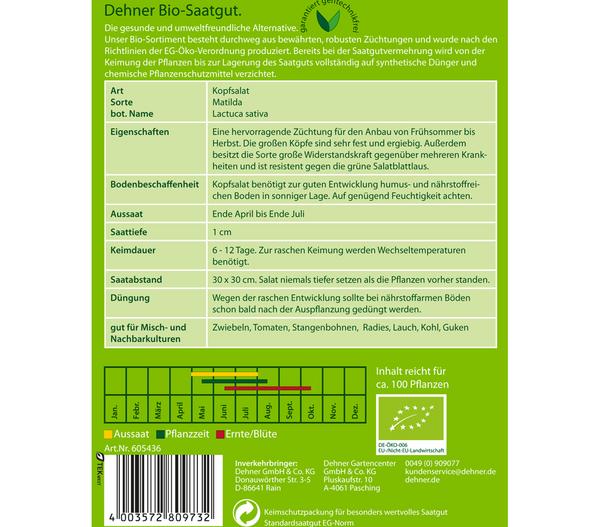 Dehner Bio Samen Kopfsalat 'Matilda'
