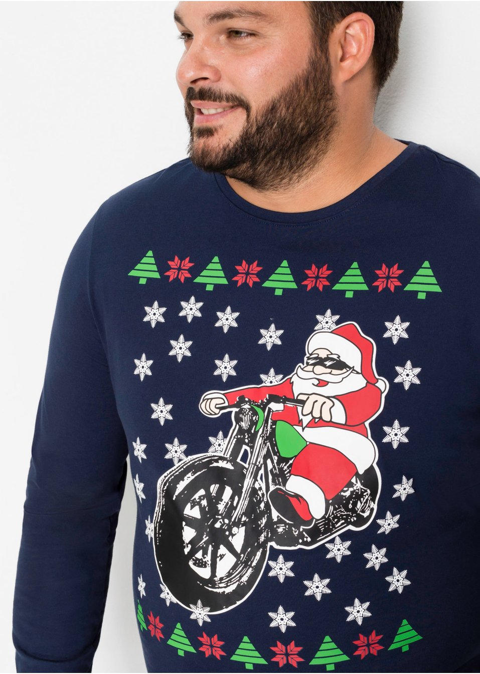 T-shirt manches longues motif de Noël Slim Fit