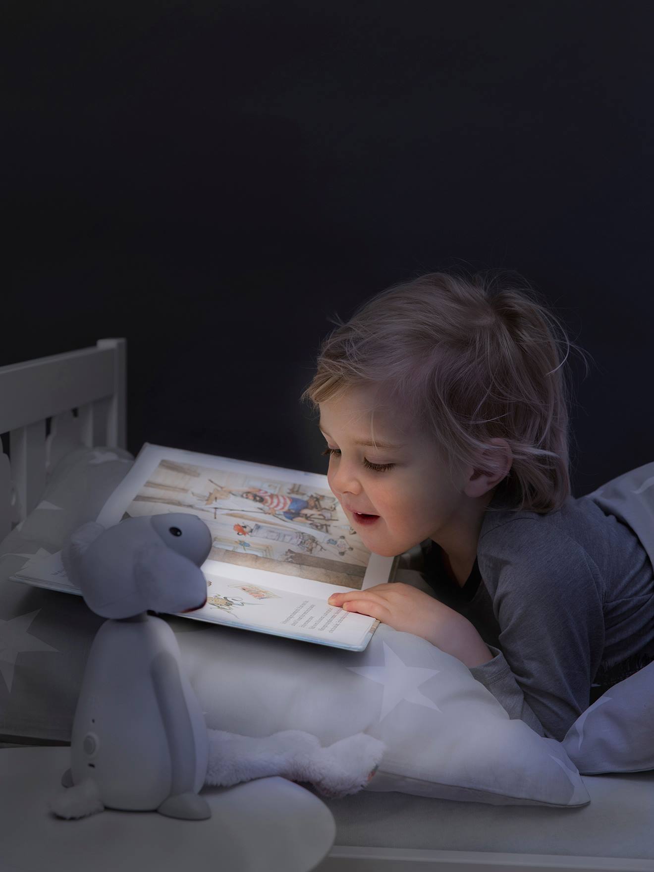 Luminária noturna de pelúcia com braço flexível Fin The Lamb ZAZU cinza