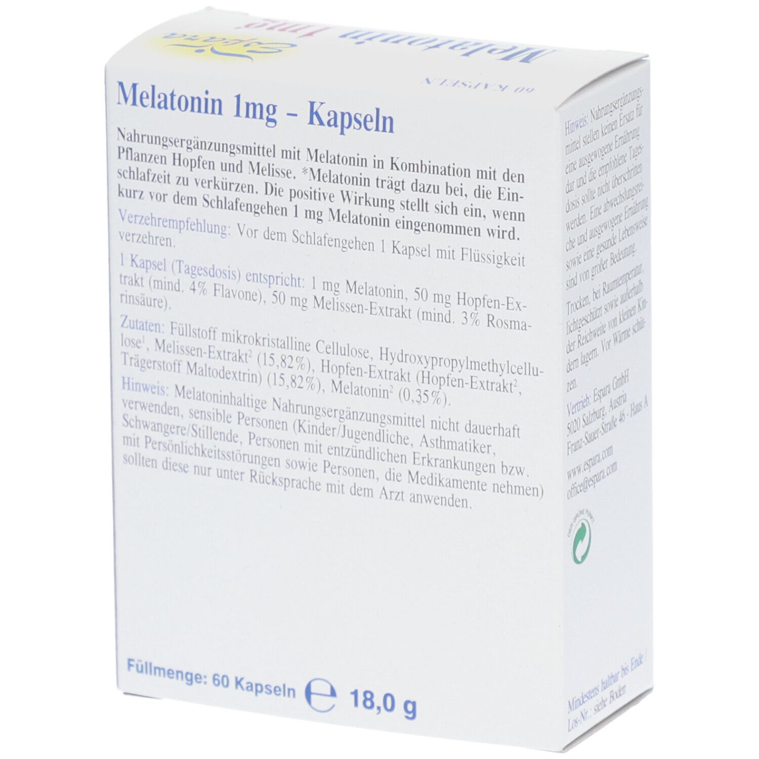 Espara Melatonin 1mg Kapseln