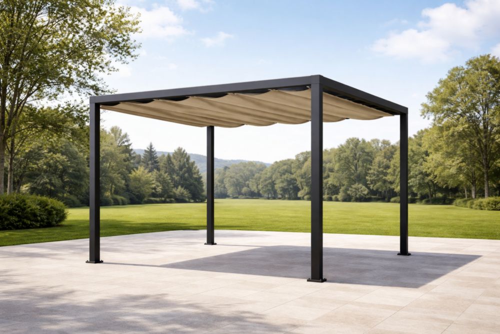 Pergola Aluminium Rechteck 400 x 300×250 cm Schwarz Beige