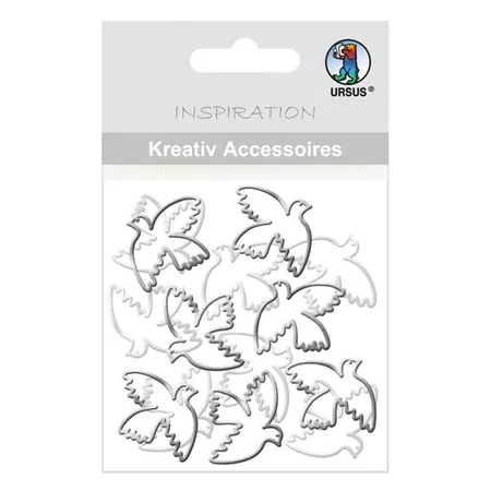 URSUS Kreativ Accessoires Mini Pack, Tauben, silber