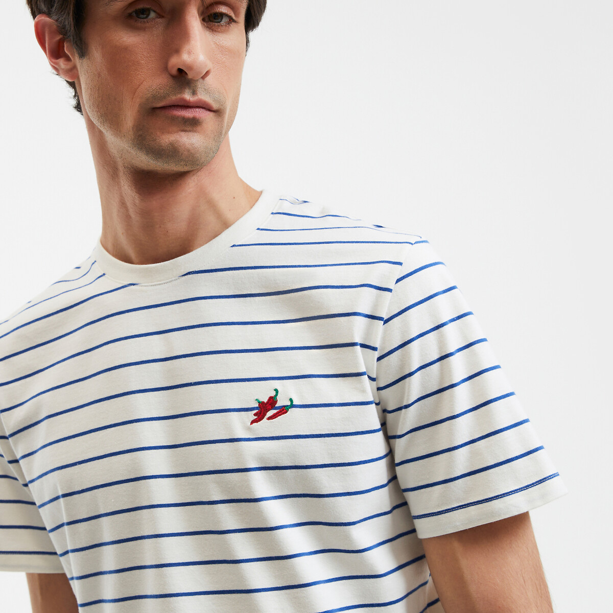 COLEÇÕES LA REDOUTE<br>Camiseta com gola redonda e mangas curtas, bordada