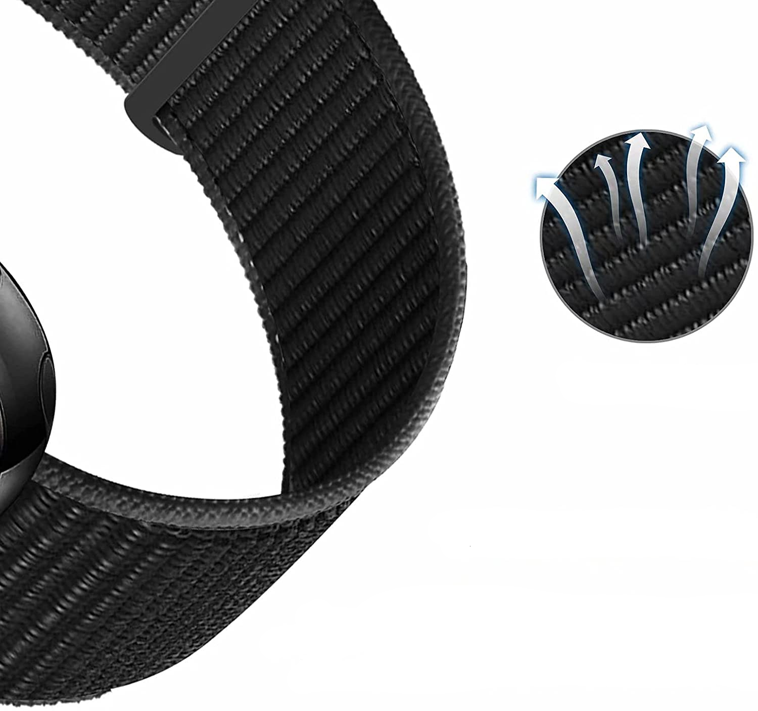 Apple Watch (42/41/40/38 mm) Nylon Ersatz Armband mit Klettverschluss (Gelenkumfang: 170-215mm) - Schwarz