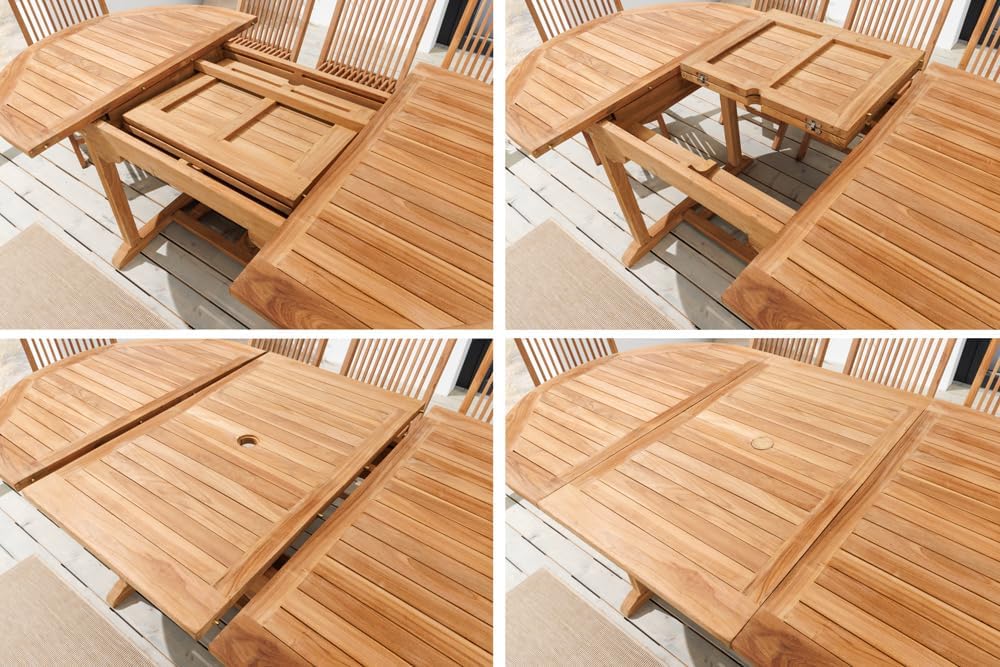 riess-ambiente.de Ausziehbarer Gartentisch Empire Teak 120-180cm Natur Teakholz oval