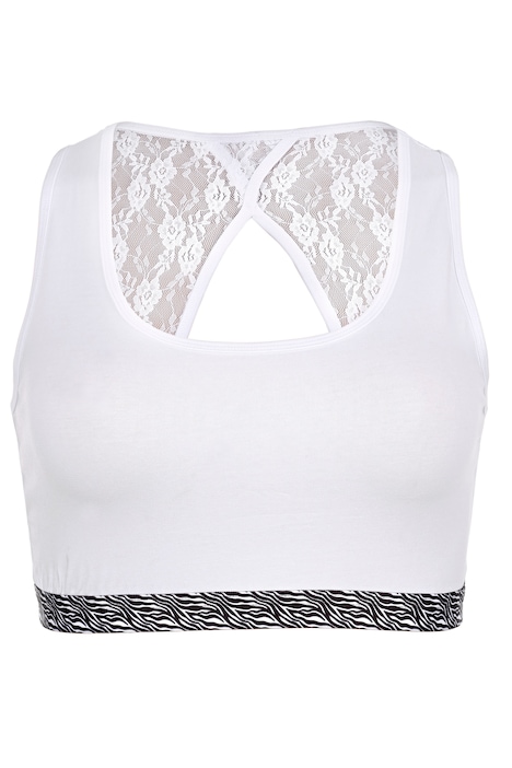 Bustier, Rücken aus Spitze, gemustertes Unterbrustband