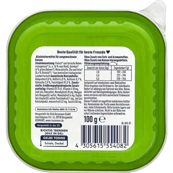 Bio Rind mit grünen Bohnen & Distelöl