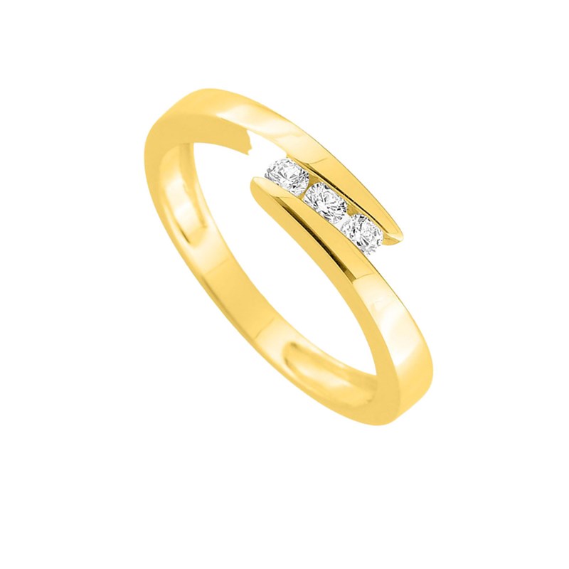 Bague femme - Oxyde de zirconium - Or 9 Carats