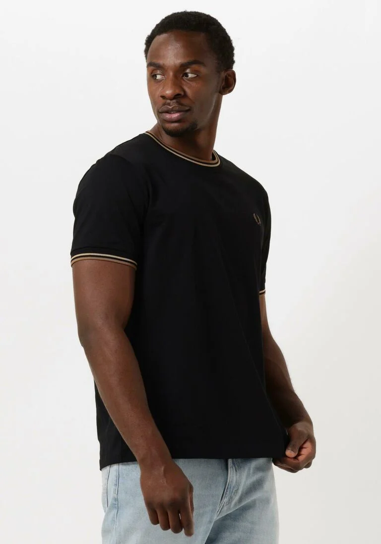 FRED PERRY zwarte fred perry t-shirt twin tipped t-shirt