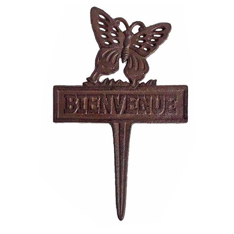 Pique bienvenue papillon en fonte