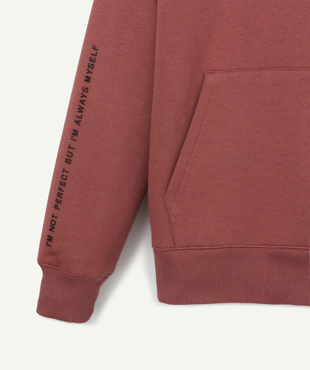 LE SWEAT BORDEAUX AVEC CAPUCHE ET MESSAGE