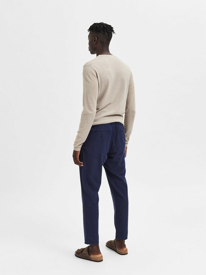 Selected Homme SLHSLIMTAPE-BRODY 172 LINEN PANTS N Mørkeblå