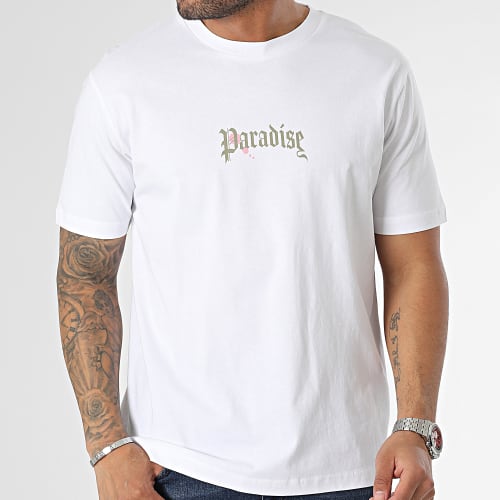 Tee Shirt Oversize Large Paradise Palm Blanc