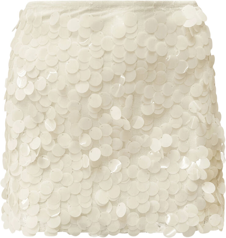 OW Collection Pluto Sequin Mini Skirt Light beige