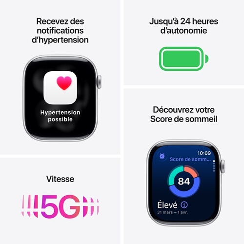 Apple watch Apple Watch Series 11 GPS + Cellular 46mm Boitier en Aluminium Argent avec Bracelet Sport Brume Violette - M/L