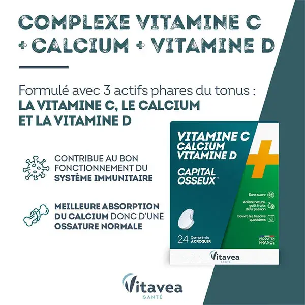 Vitavea Vitamine C + Calcium + Vitamine D 24 comprimés à croquer