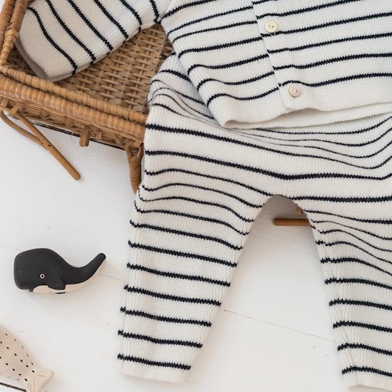 Pantalon Petits Marins   Ecru/marine        1 mois   de               La Manufacture de Layette