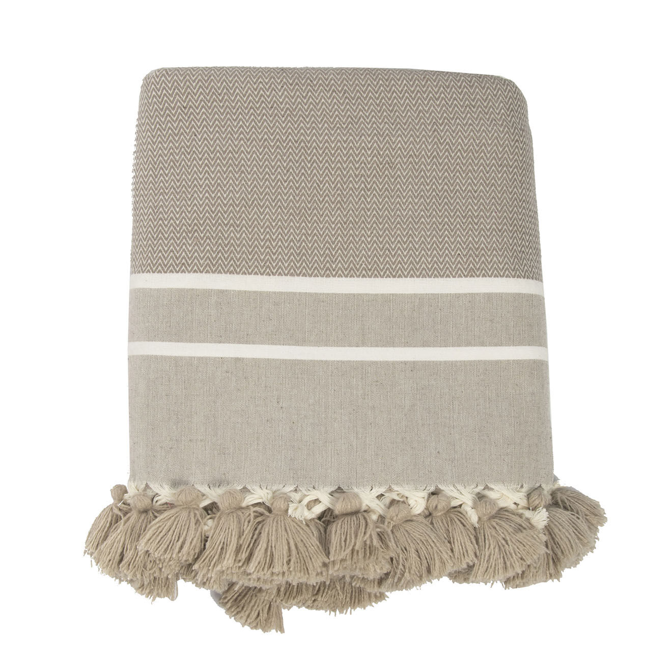 Febronie Home Plaid 100% Coton 340 g/m² Chevron Stockholm taupe/blanc