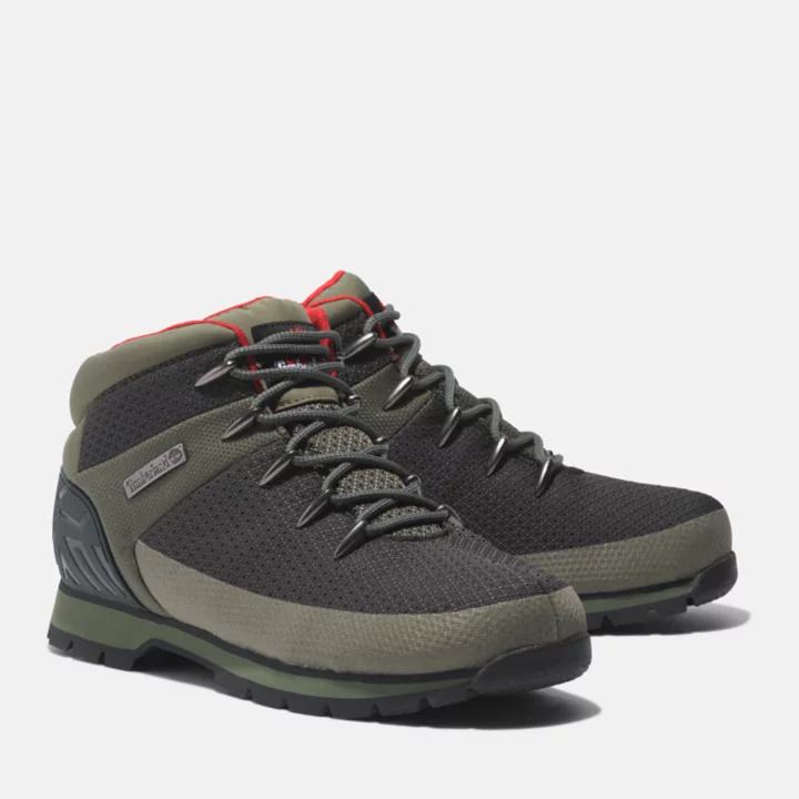 Bota de caminhada impermeável Euro Sprint para homem, na cor verde/cinza.