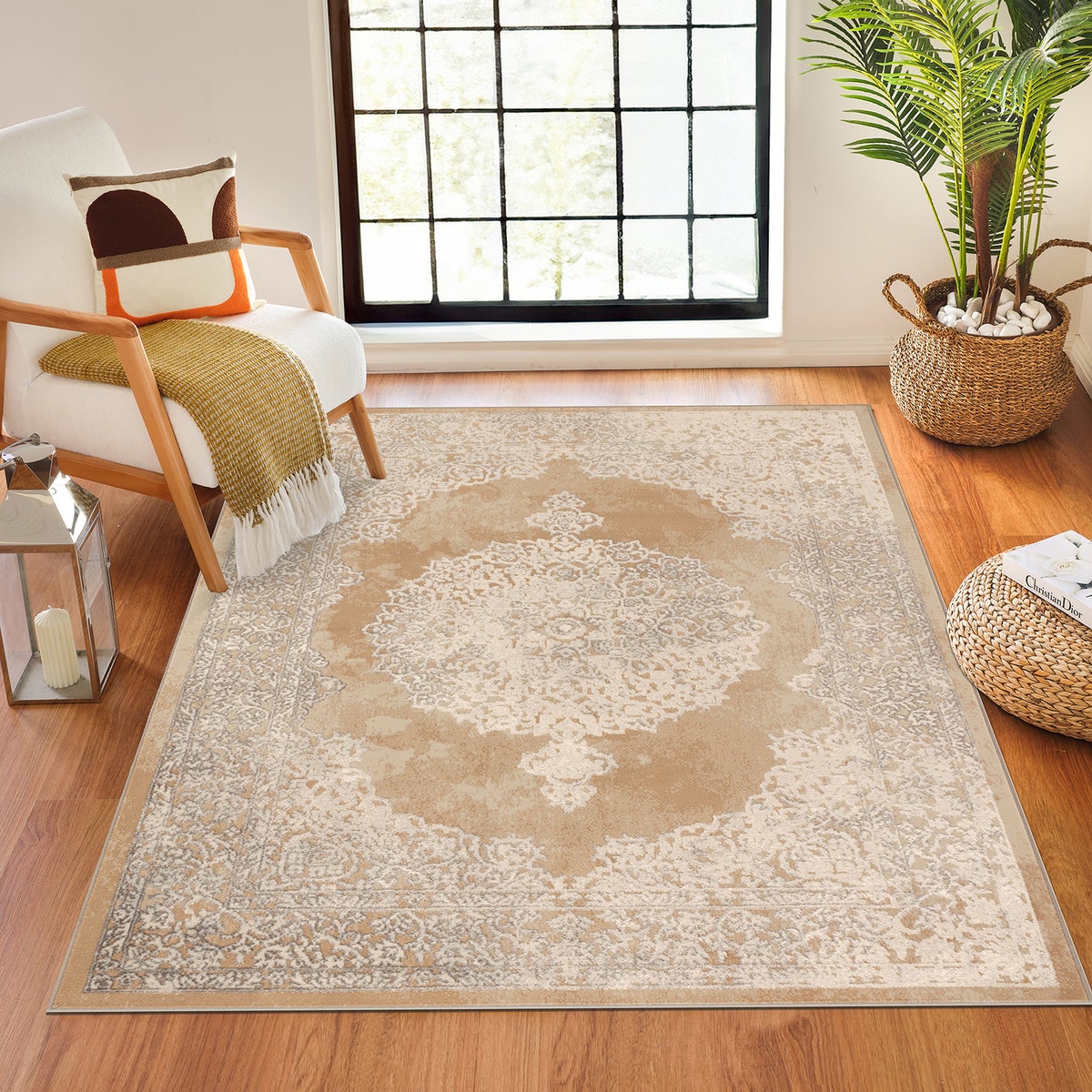 Vintage Oosters Tapijt Beige/Wit 160x213 cm DEFNE