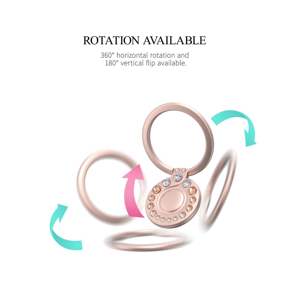 Finger Griff Ring Halterung 360° Grad für Smartphones Swarovski - Roségold