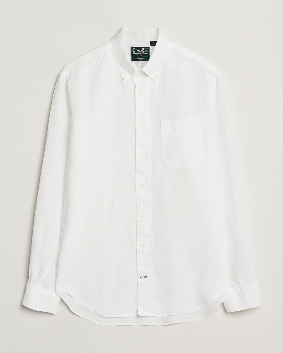 Gitman Vintage Button Down Linen Shirt White