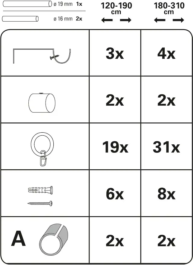 GARDINIA Gardinenstange »Set Metall« Ø 19 mm 1 läufig-läufig ausziehbar 1-Lauf