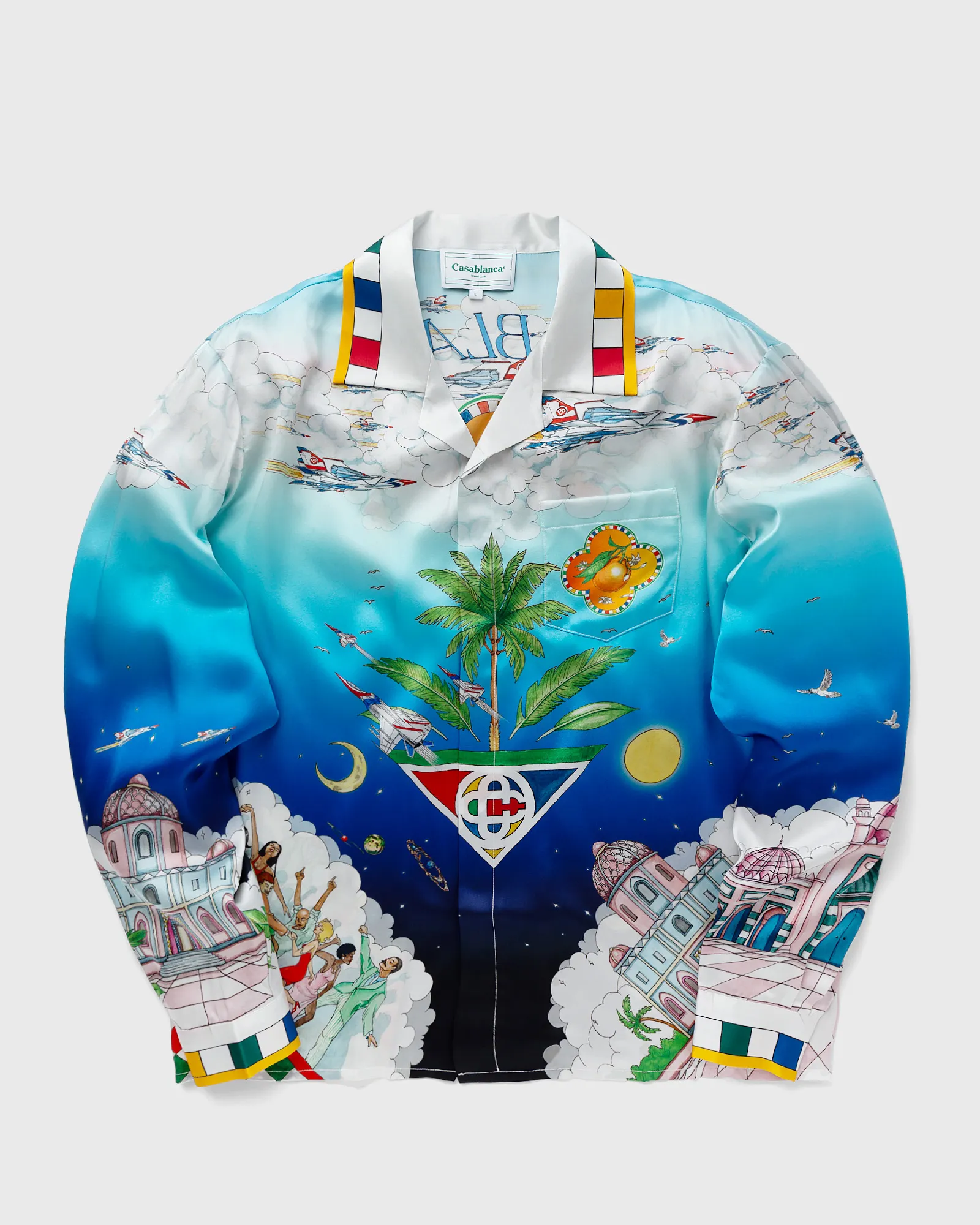 Camisa Casablanca de manga comprida com gola cubana