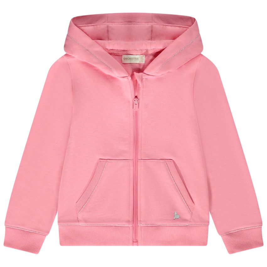 Gilet à capuche en molleton uni pour fille - Multicolore