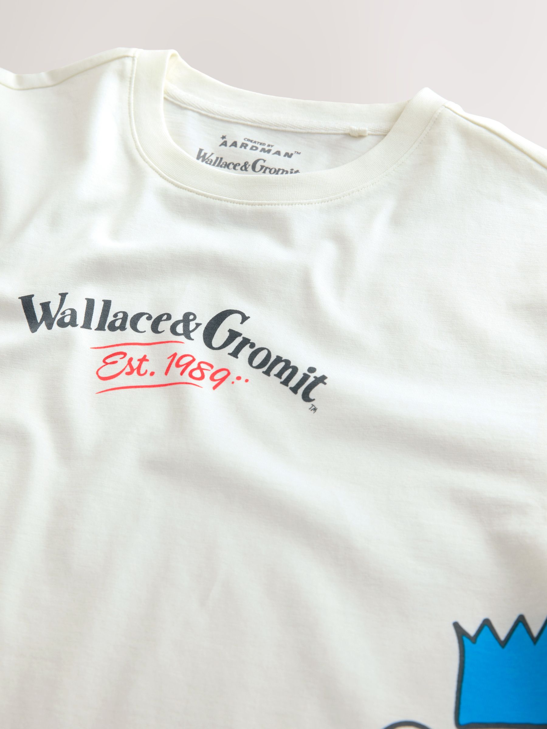 Crème Wit Wallace en Gromit - Normale Pasvorm - Kerstmis T-shirt met grafische print