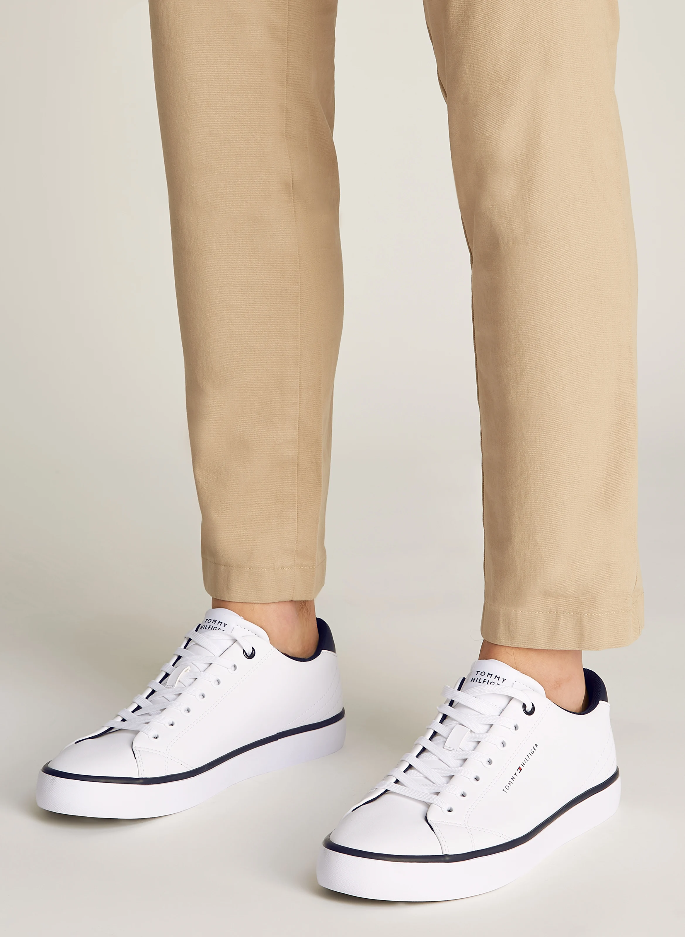 Baskets compensées en cuir mélangé | Blanc