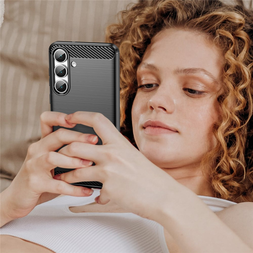 Samsung Galaxy S25 FE Gummi Case Schutzhülle Carbon Look - Schwarz