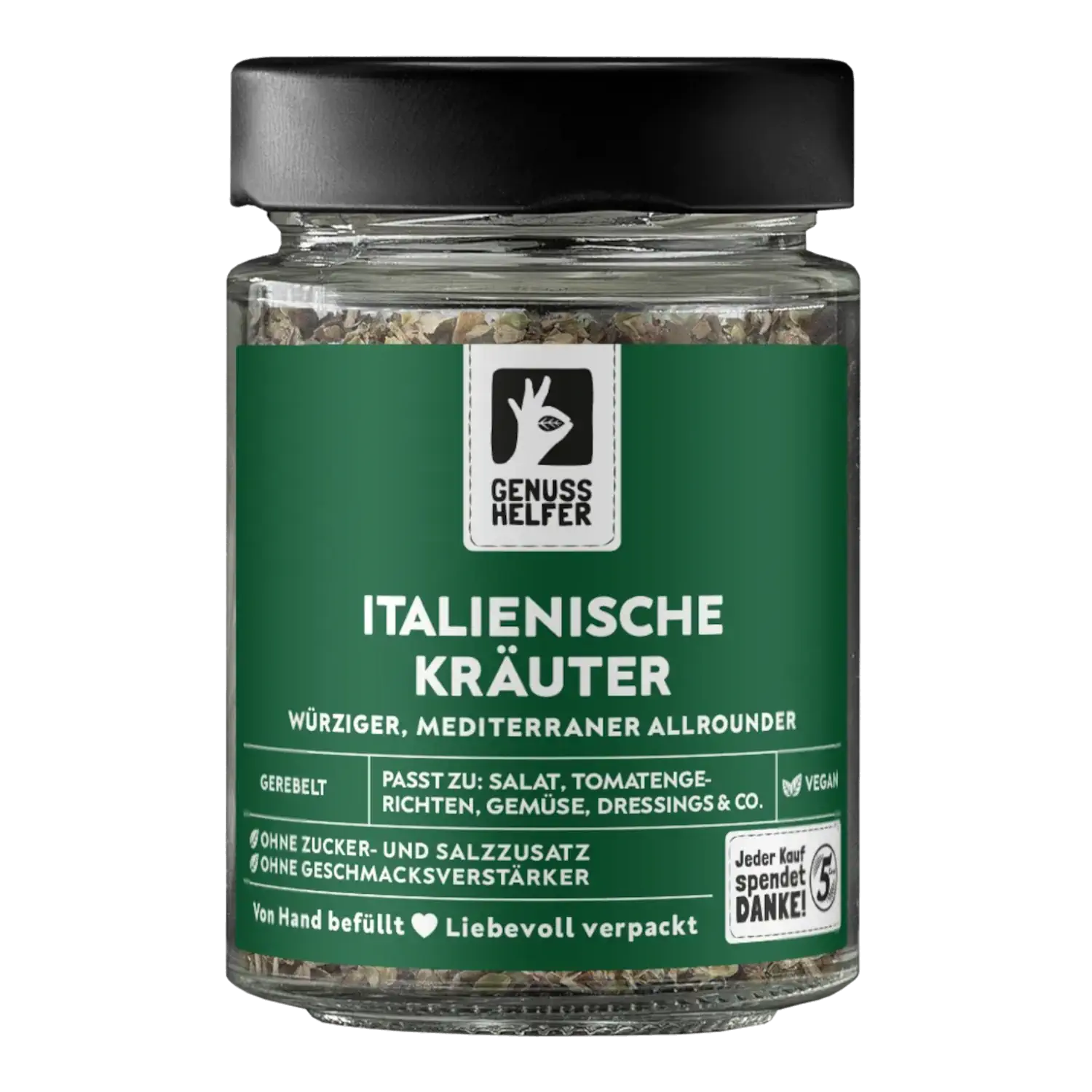 Italienische Mischung, gerebelt, im Glas