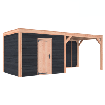 Tuinhuis Douglas Zwart Zweeds Rabat 645x255cmcm