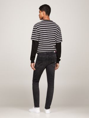 Calça jeans preta skinny desgastada Simon